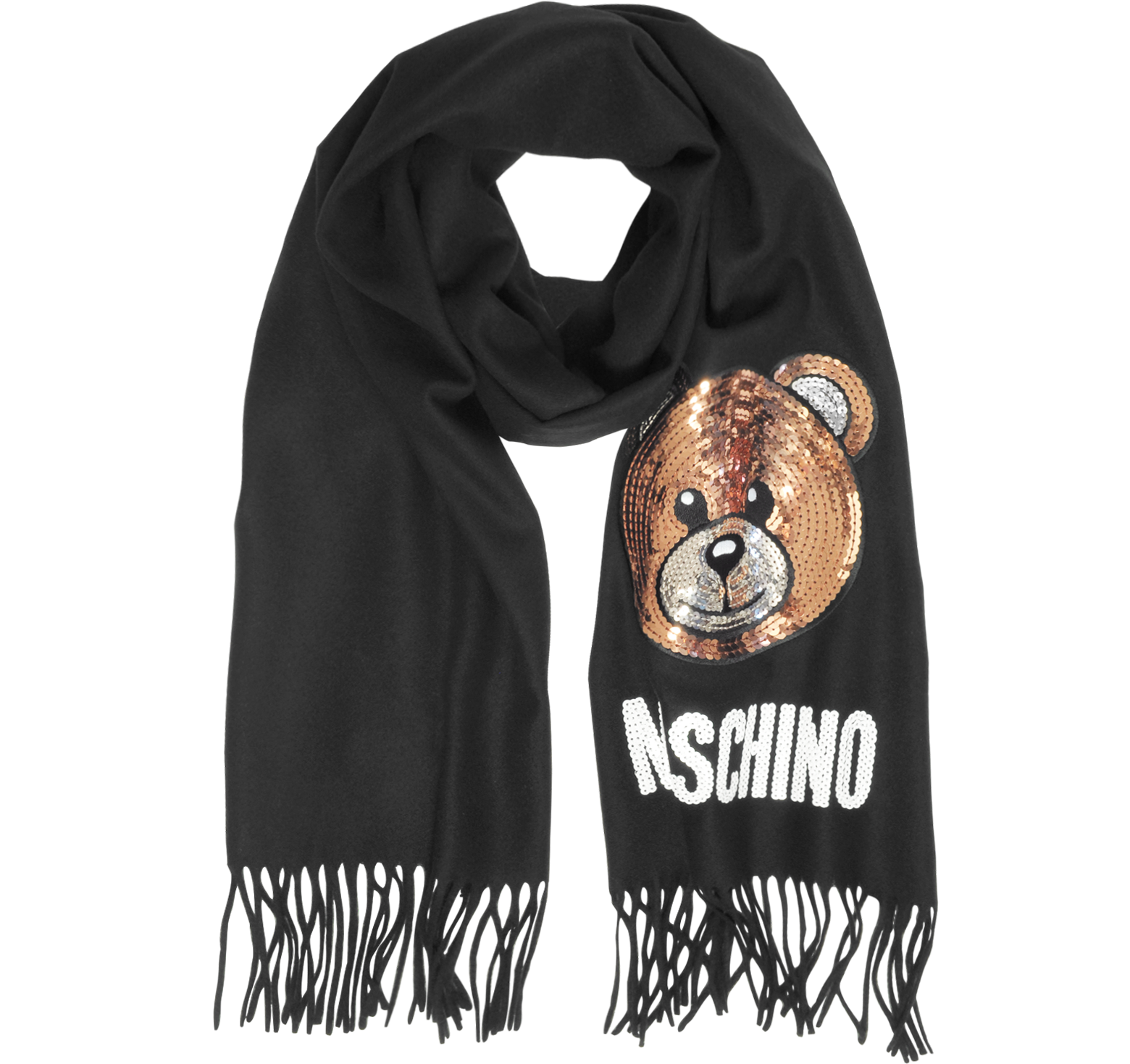 moschino wool scarf bear