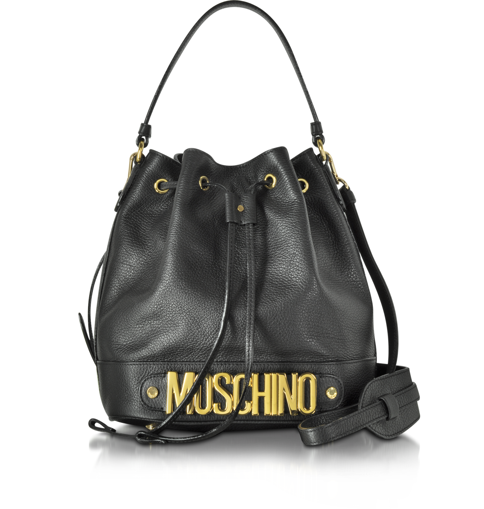 Moschino Black Leather Bucket Bag at 
