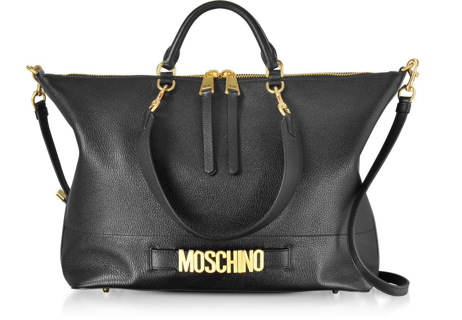 Moschino Black Leather Tote Bag w 