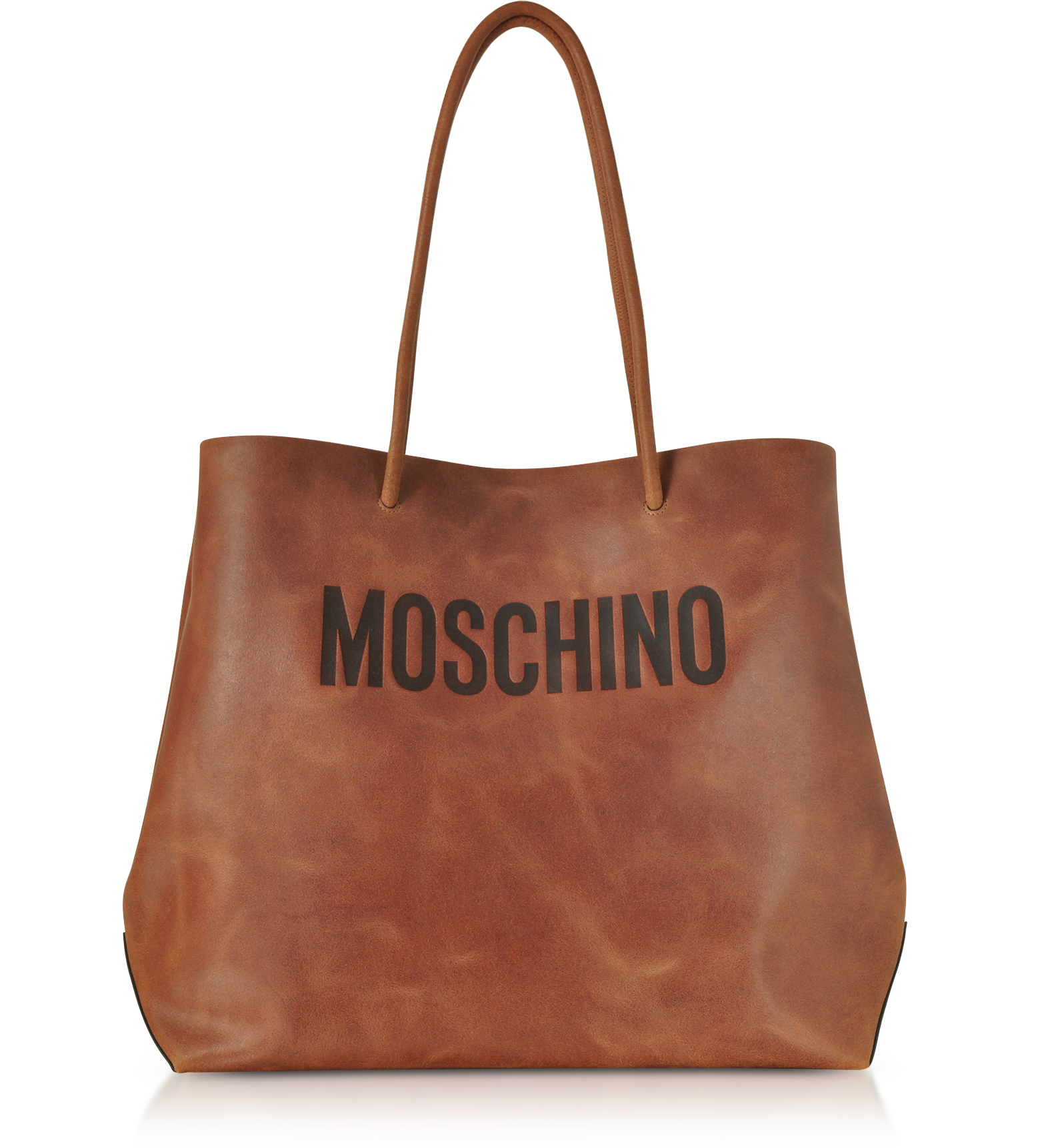 Moschino Brown Leather Tote Bag w 