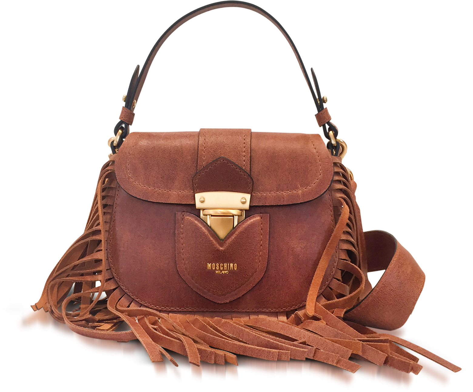 Moschino Brown Leather Crossbody Bag w 