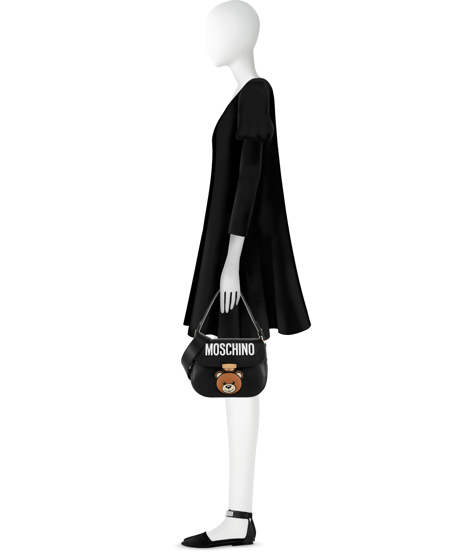 Moschino Black Leather Teddy Bear Shoulder Bag at FORZIERI