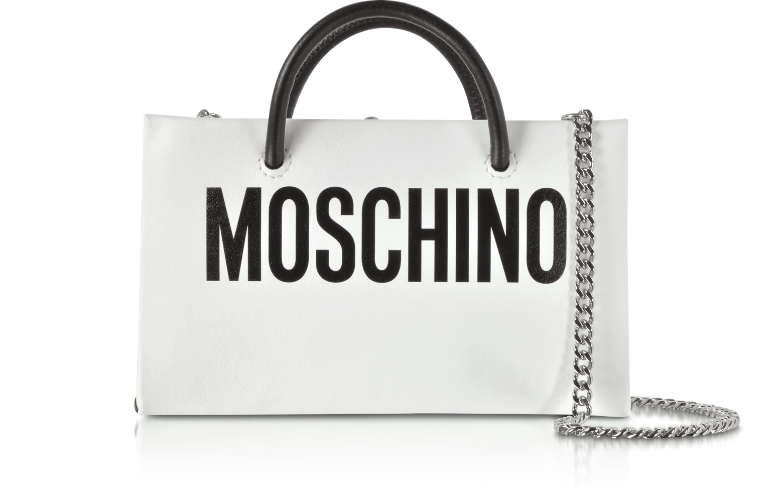 Moschino White Leather Crossbody Bag w 