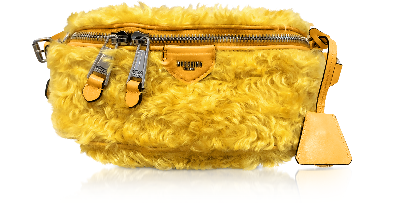Moschino Yellow Mohair Belt Bag at FORZIERI