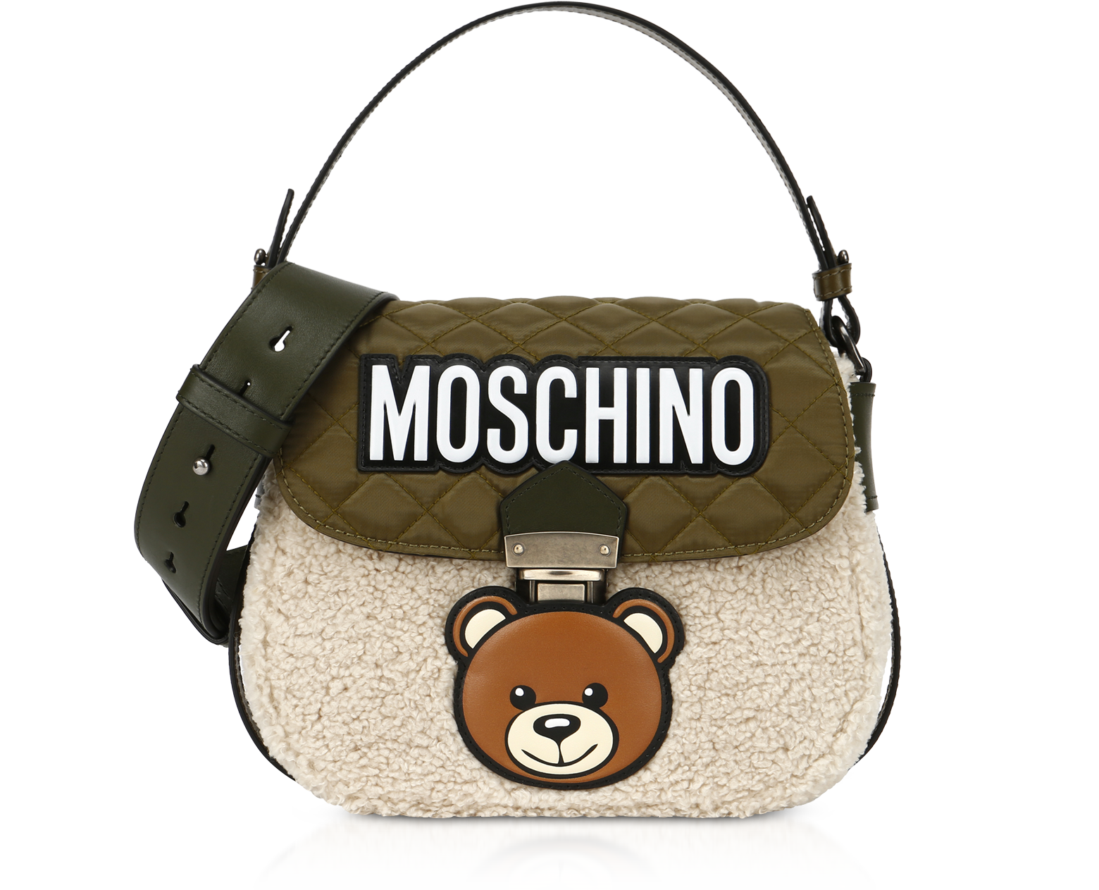 Moschino Dollar Teddy Bear Shoulder Bag In White