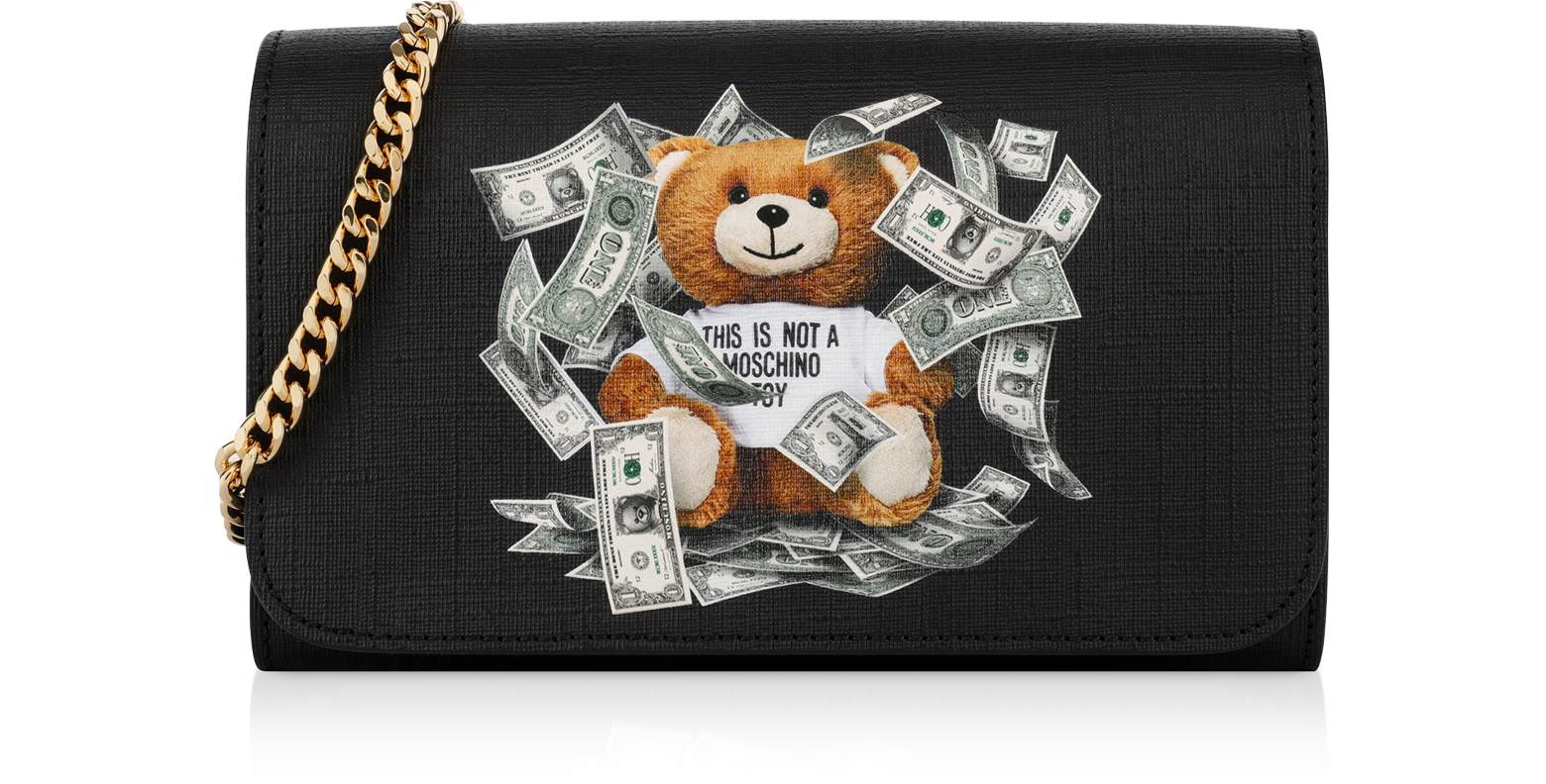 Moschino Dollar Teddy Bear Black Wallet 