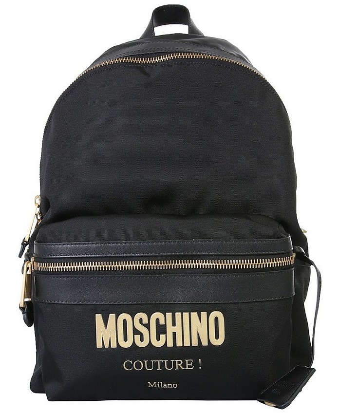 Black Signature Backpack w/Zip Pocket - Moschino
