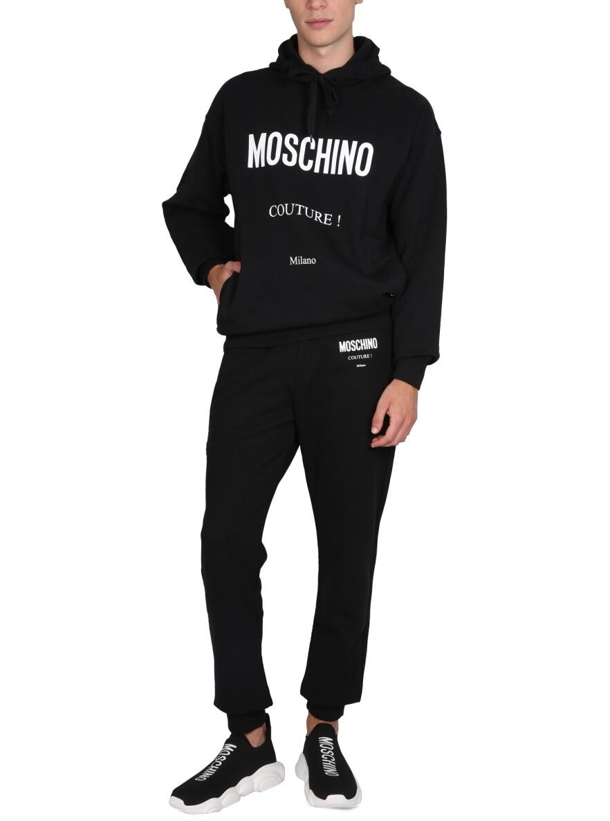 Moschino logo-print detail hoodie - Black