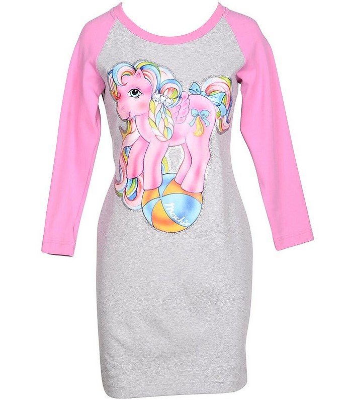 My Little Pony Melange Gray and Pink Long Sweatshirt - Moschino