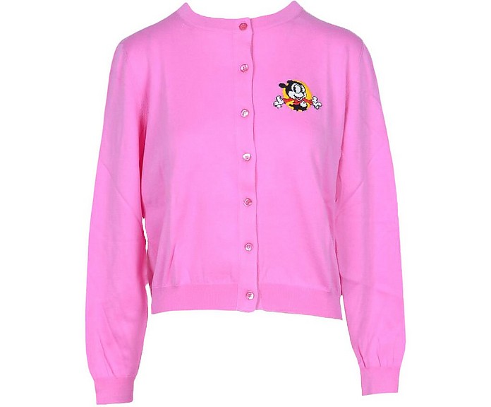 Pink Embroideed Cotton Long Sleeve Women's Sweater - Moschino