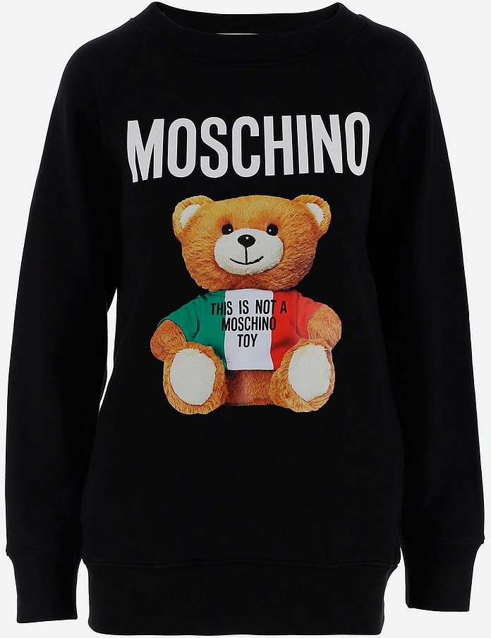 Black teddy Bear Print Cotton Women's Long Sweatshirt - Moschino