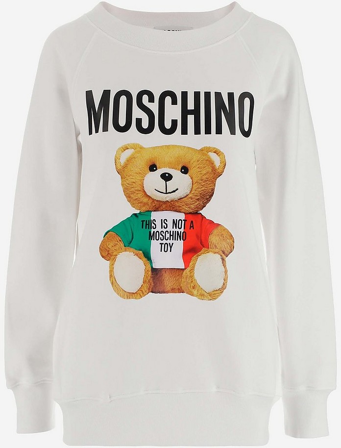 White Cotton Teddy Bear Women's Sweatshirt - Moschino