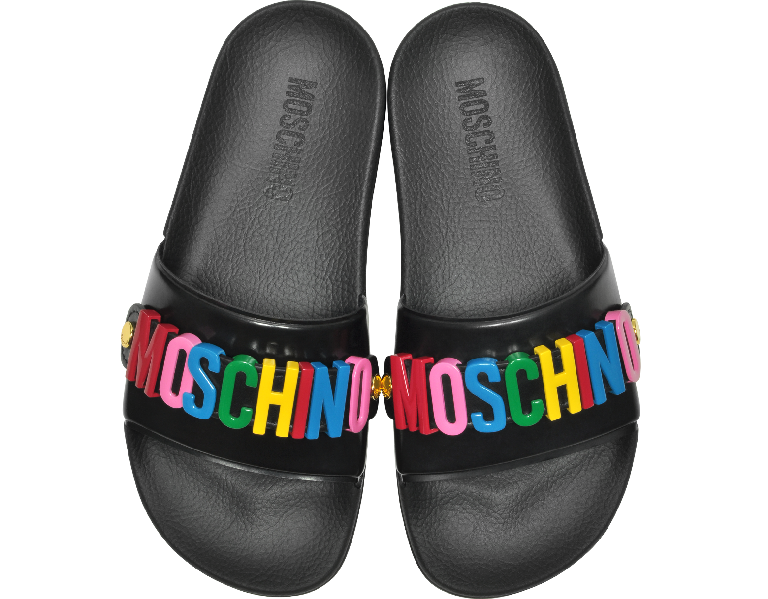 Moschino Multicolor Logo Pool Sandals 