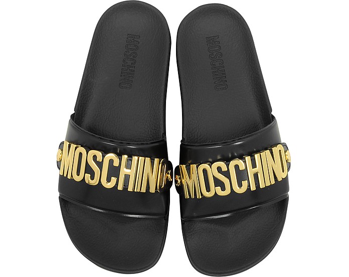 Black Signature PVC Pool Sandals - Moschino / XL[m
