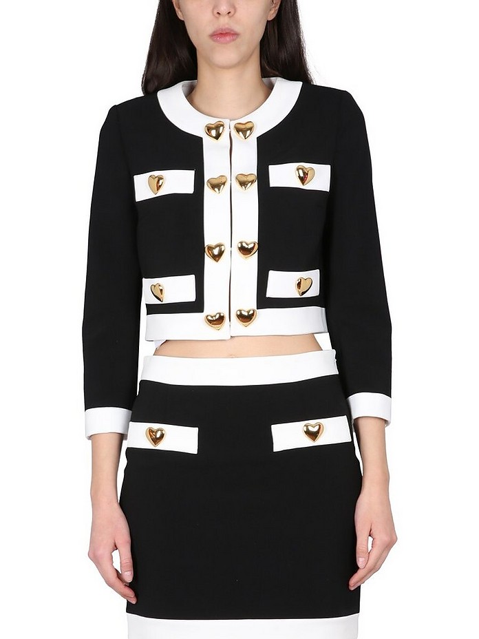 Heart Buttons Crepe Jacket - Moschino