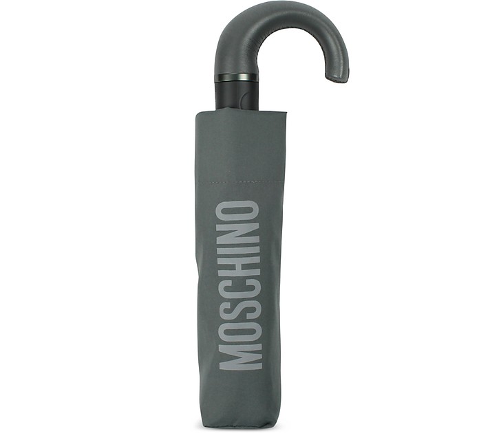Men's Grey Compact Umbrella With Logo - Moschino