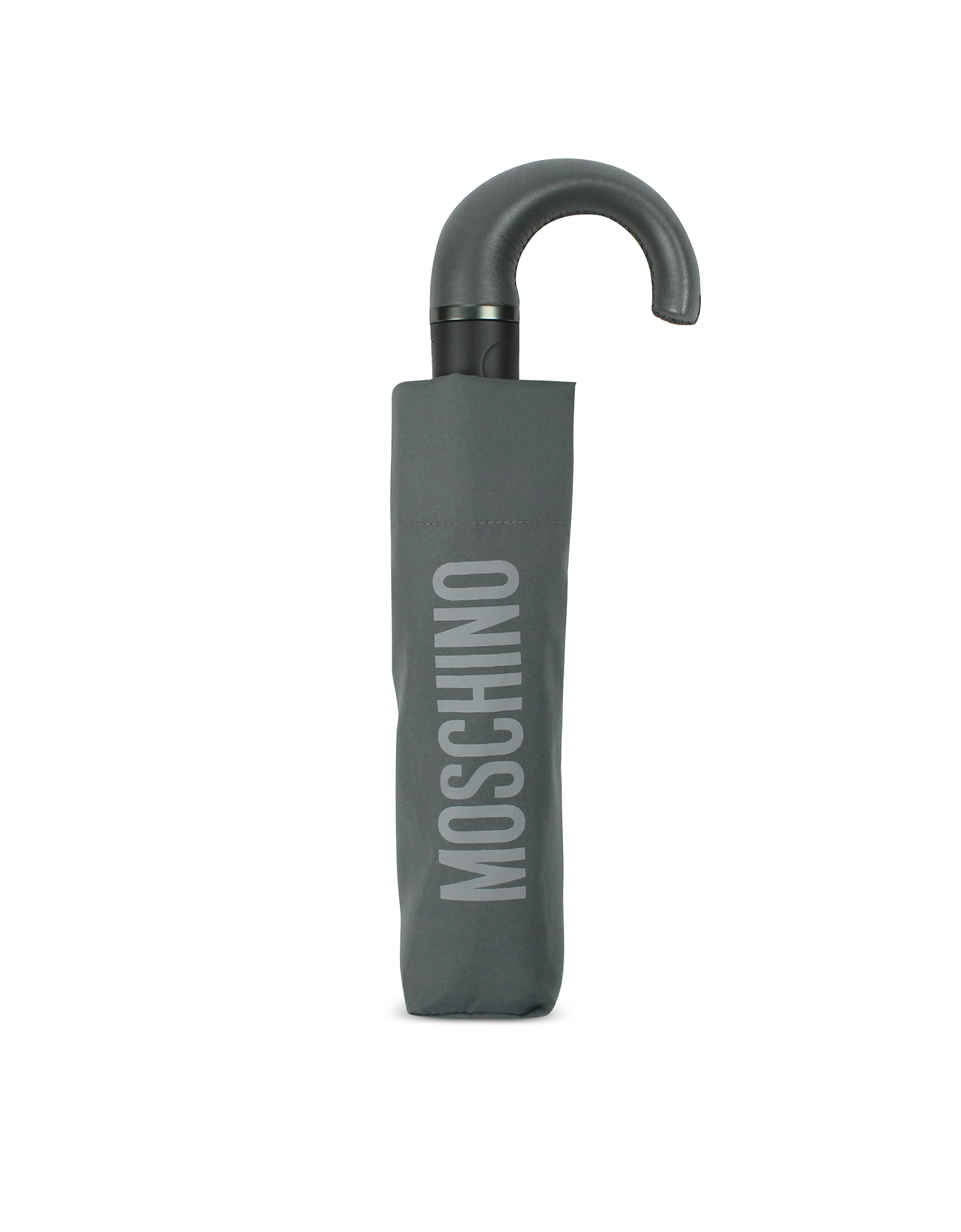 Moschino Designer Umbrellas Men's Grey Compact Umbrella With Logo In Gray