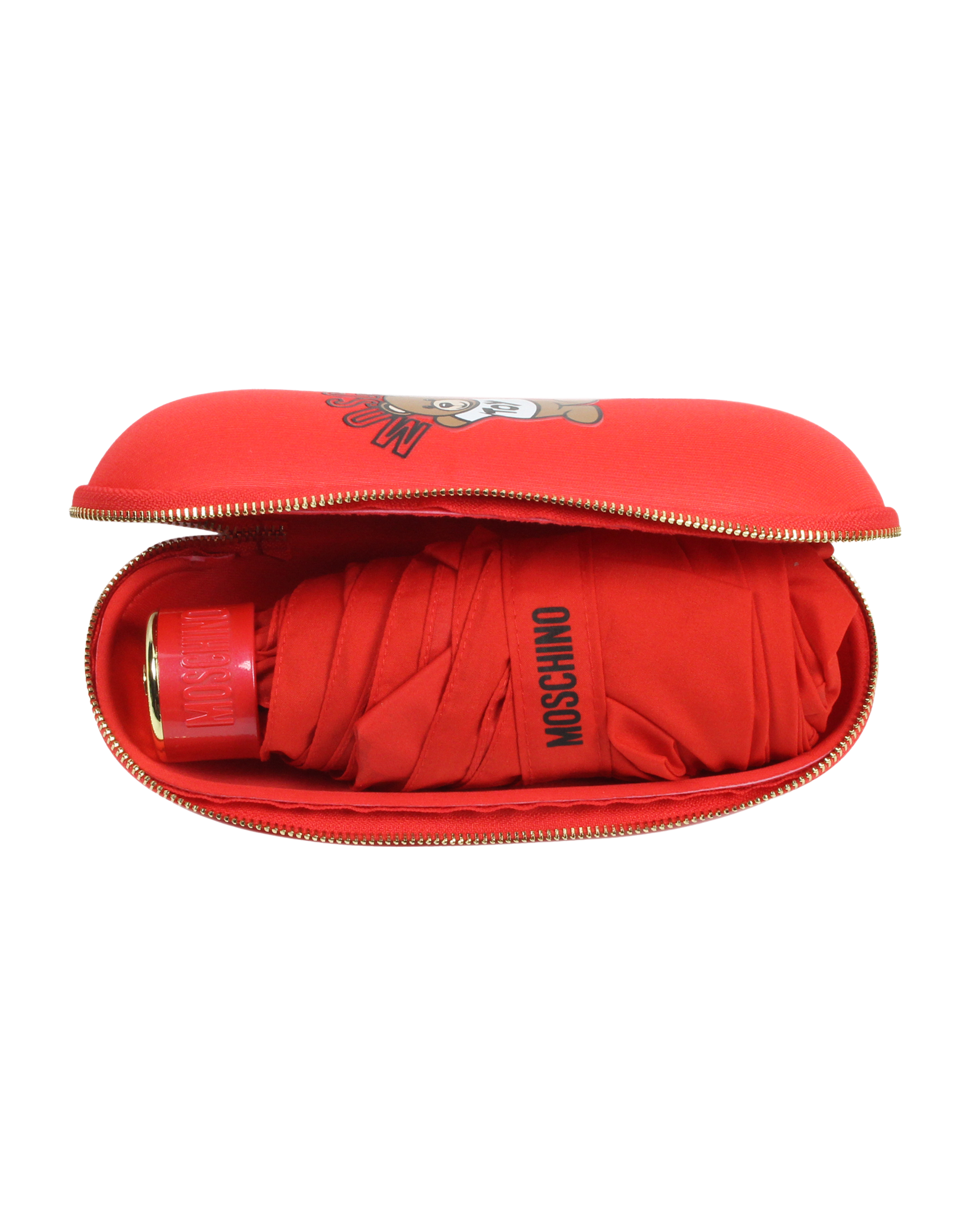 Moschino Parapluies Bear Back And Front Supermini Umbrella In Red