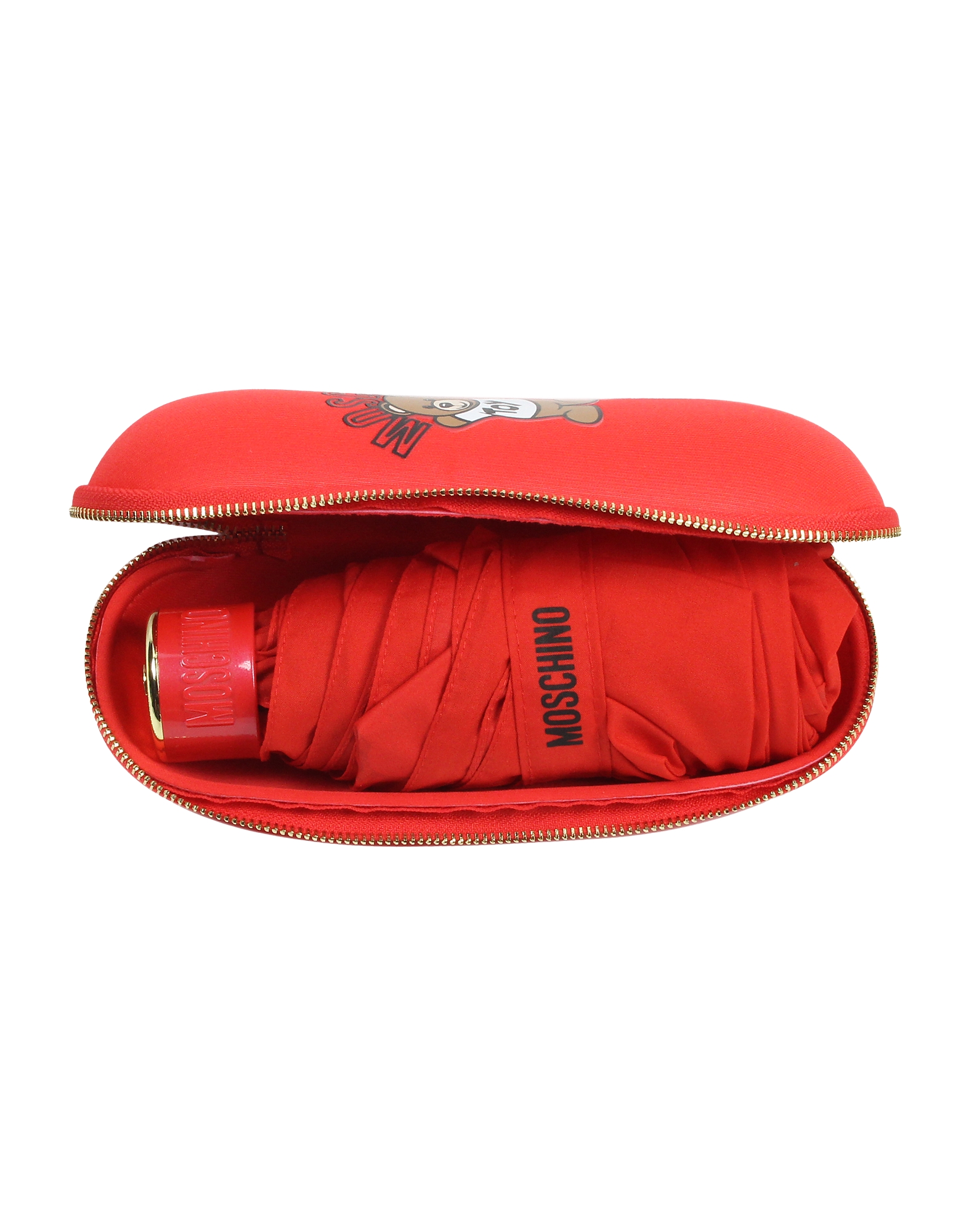 Moschino Parapluies Bear Back And Front Supermini Umbrella In Red