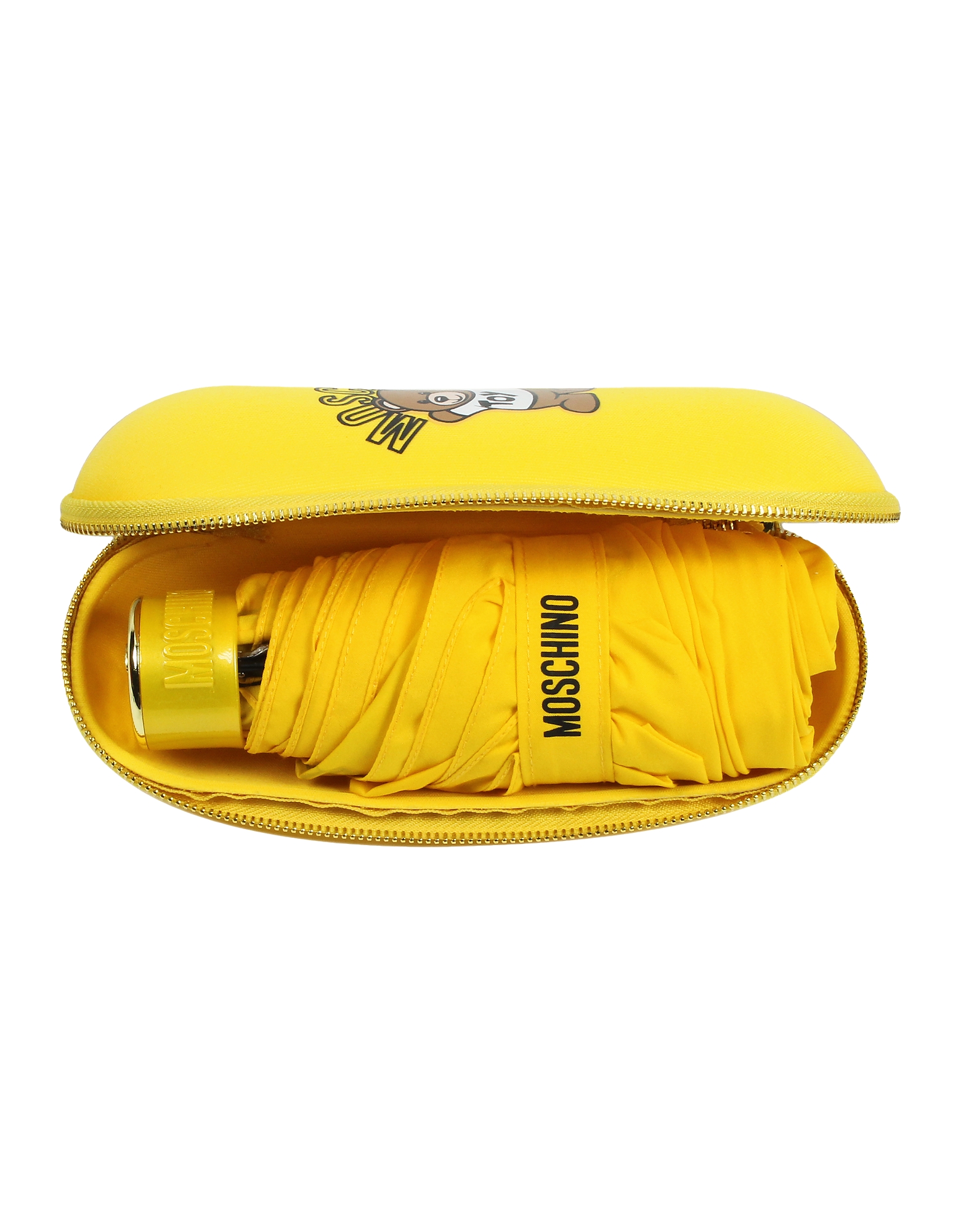 Moschino Parapluies Bear Back And Front Supermini Umbrella In Yellow