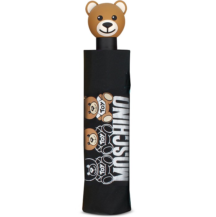 Open-Close Scribble Bear Umbrella w/Bear Handle - Moschino