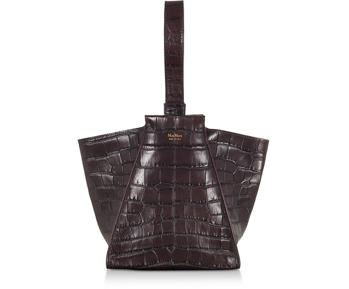 Anita Extra-Small Croco Embossed Leather Satchel bag - Max Mara
