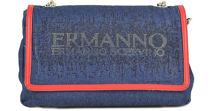 Ermanno Scervino Denim Blue Signature Shoulder Bag at FORZIERI Canada