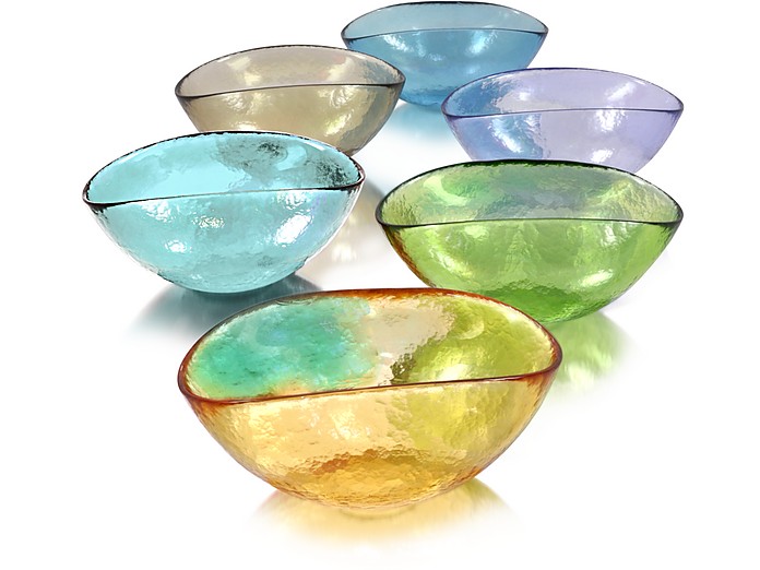Happy Fruit - 6 Colored Murano Glass Bowls - Yalos Murano