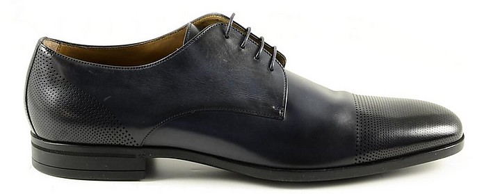 Blue Leather Men's Derby Shoes - Hugo Boss