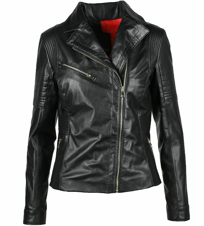 Women's Black Leather Jacket - Yes London