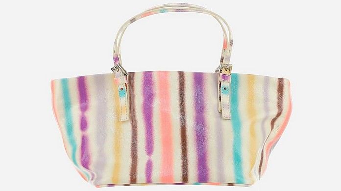 Creased and Striped Leather Lulu Tote Bag - By Far