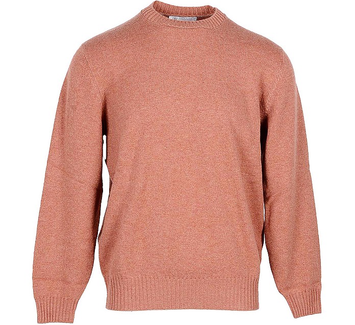 Light Orange Cashmere Men's Sweater - Brunello Cucinelli