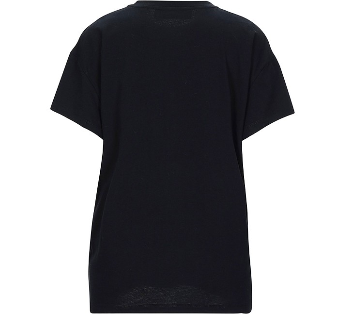 Black Cotton Women's T-Shirt w/Patches展示图