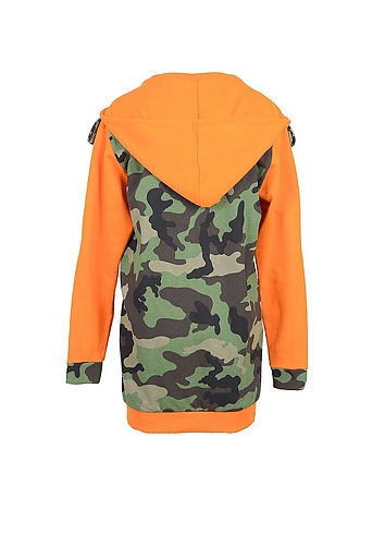 Camouflage and Orange Cotton Women's Sweater展示图