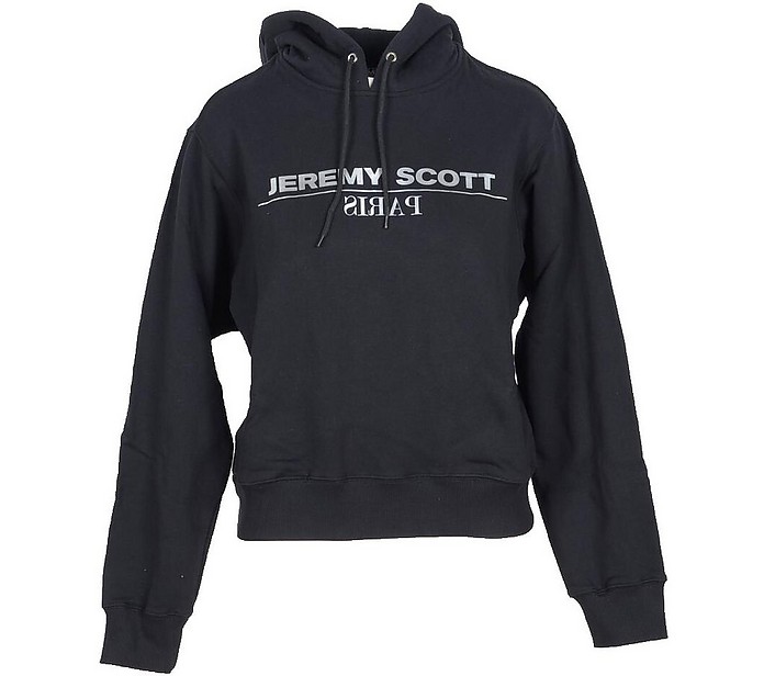 Black Cotton Women's Hooded Sweater - Jeremy Scott