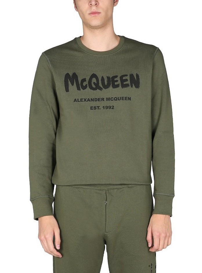 Sweatshirt With Graffiti Logo Print - Alexander McQueen