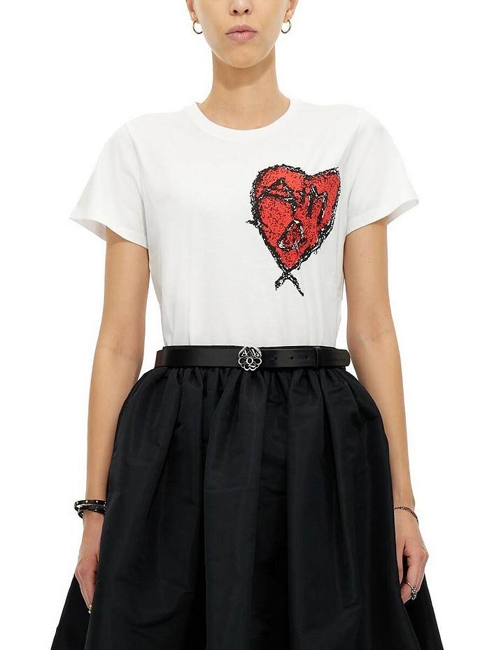 T-Shirt With Carved Love Print - Alexander McQueen