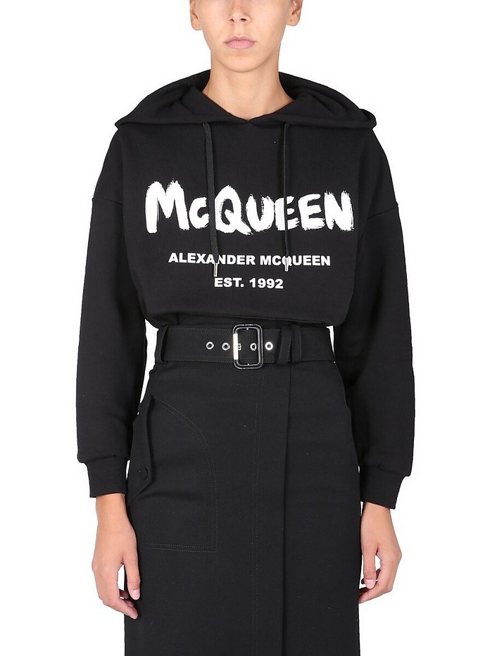 Sweatshirt With Graffiti Logo Print - Alexander McQueen ɽ·