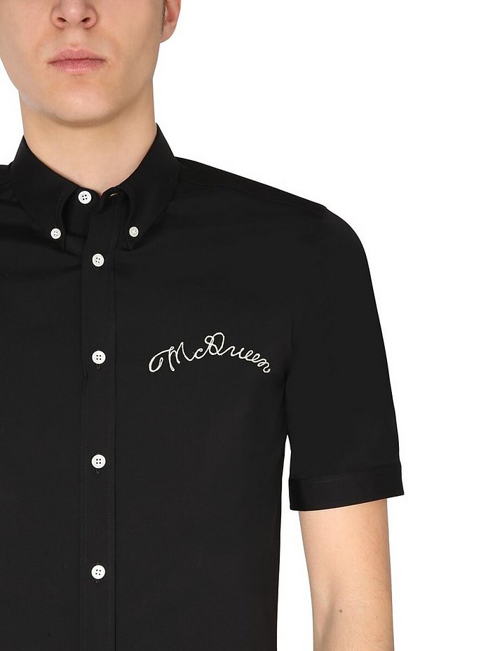 Shirt With Embroidered Logo - Alexander McQueen