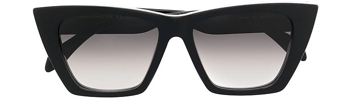 AM0299S Black Logo Cat-eye Acetate Frame Women's Sunglasses - Alexander McQueen