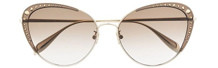 AM0310S Gold Butterfly Spike Studs Metal Frame Women's Sunglasses - Alexander McQueen