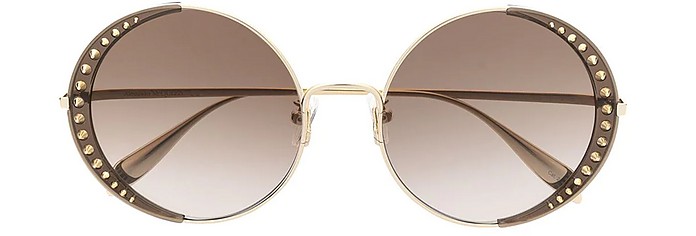 AM0311S Studded Metal Round  Women's Sunglasses - Alexander McQueen