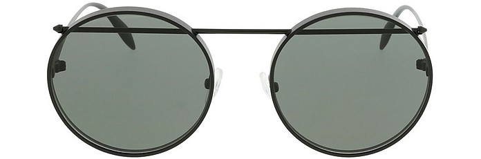 AM0137S Black Round-frame Unisex Sunglasses - Alexander McQueen