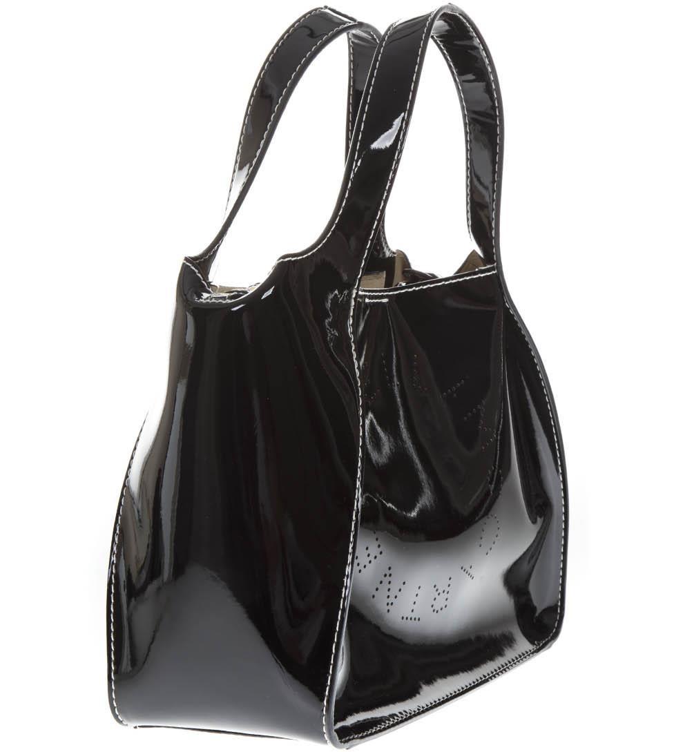 Stella McCartney Black Patent leather Stella Tote Bag at FORZIERI
