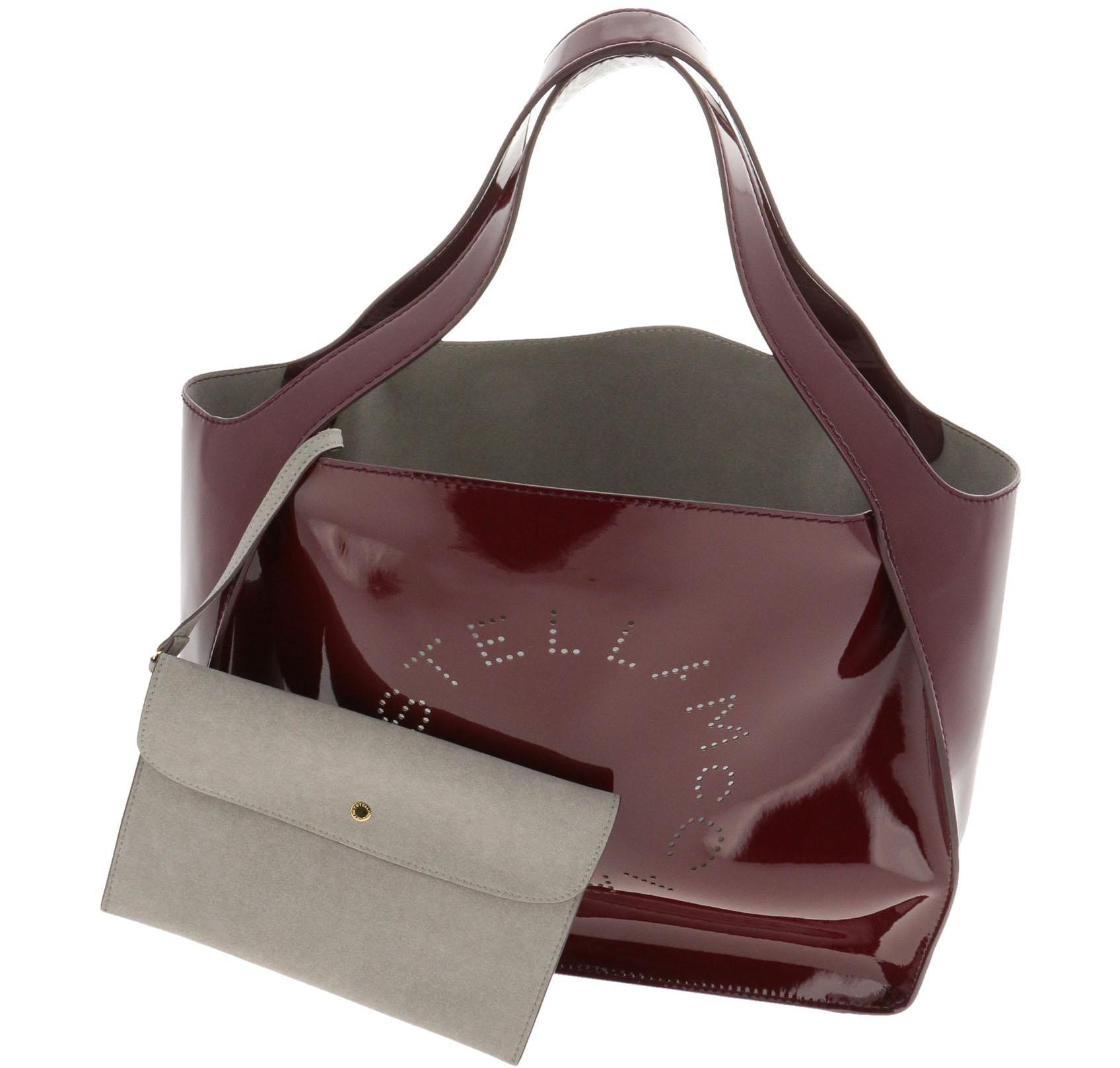 Stella McCartney Burgundy Patent Eco- Leather Stella Tote Bag at