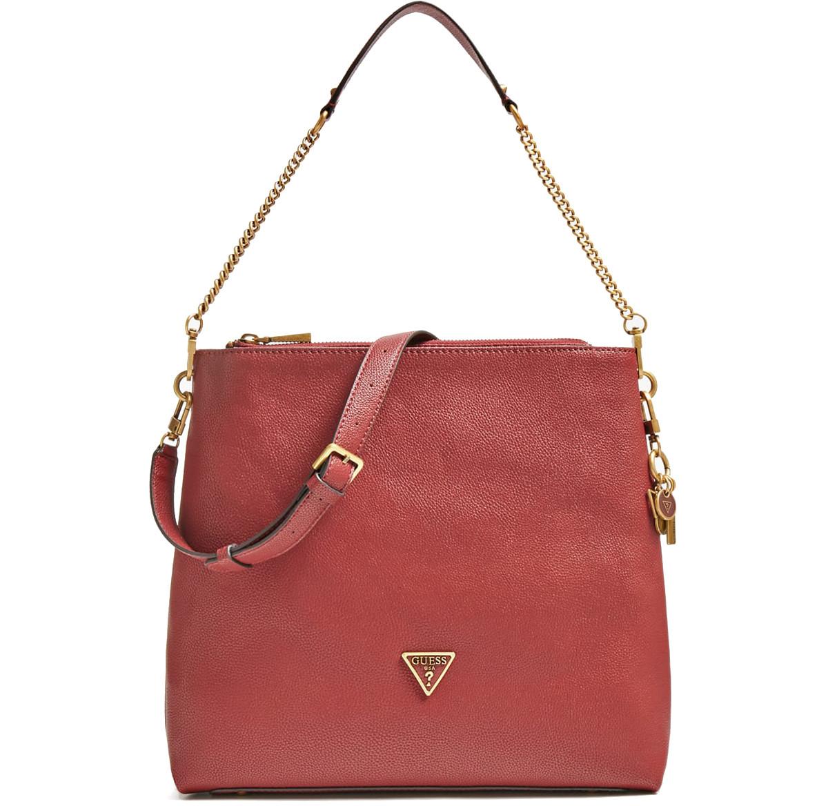 Guess Red Destiny Shoulder Bag w/Chain Strap at FORZIERI