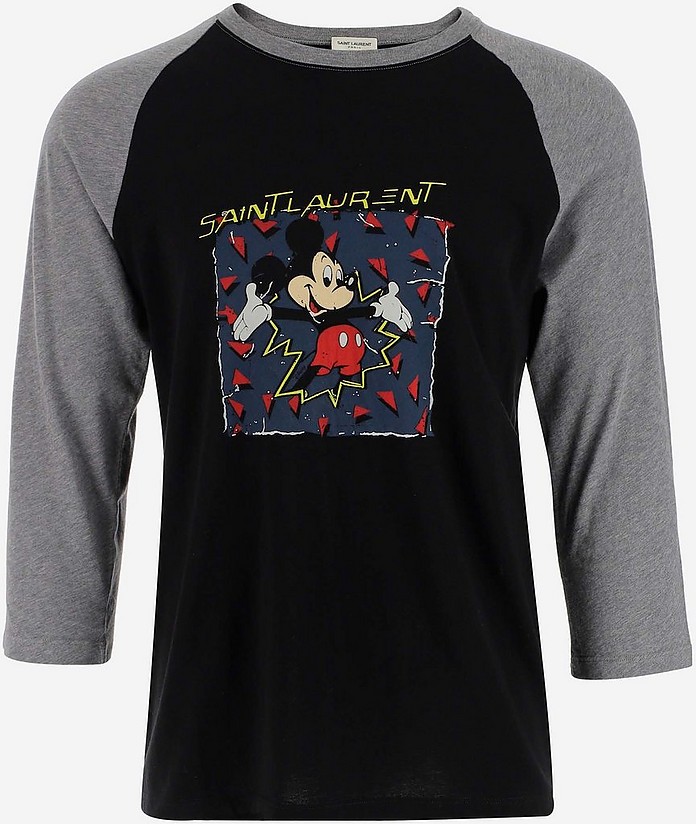 Mickey Mouse Men's T-Shirt with 3/4 Sleeve - Saint Laurent