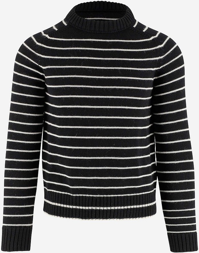 Striped Virgin Wool Men's Turtleneck Sweater - Saint Laurent