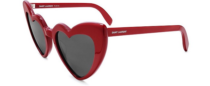 Saint Laurent red/grey New Wave SL 181 LouLou Heart Sunglasses at
