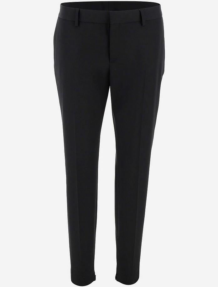 Black Grain de Poudre Wool Women's Tuxedo Skinny Pants - Saint Laurent